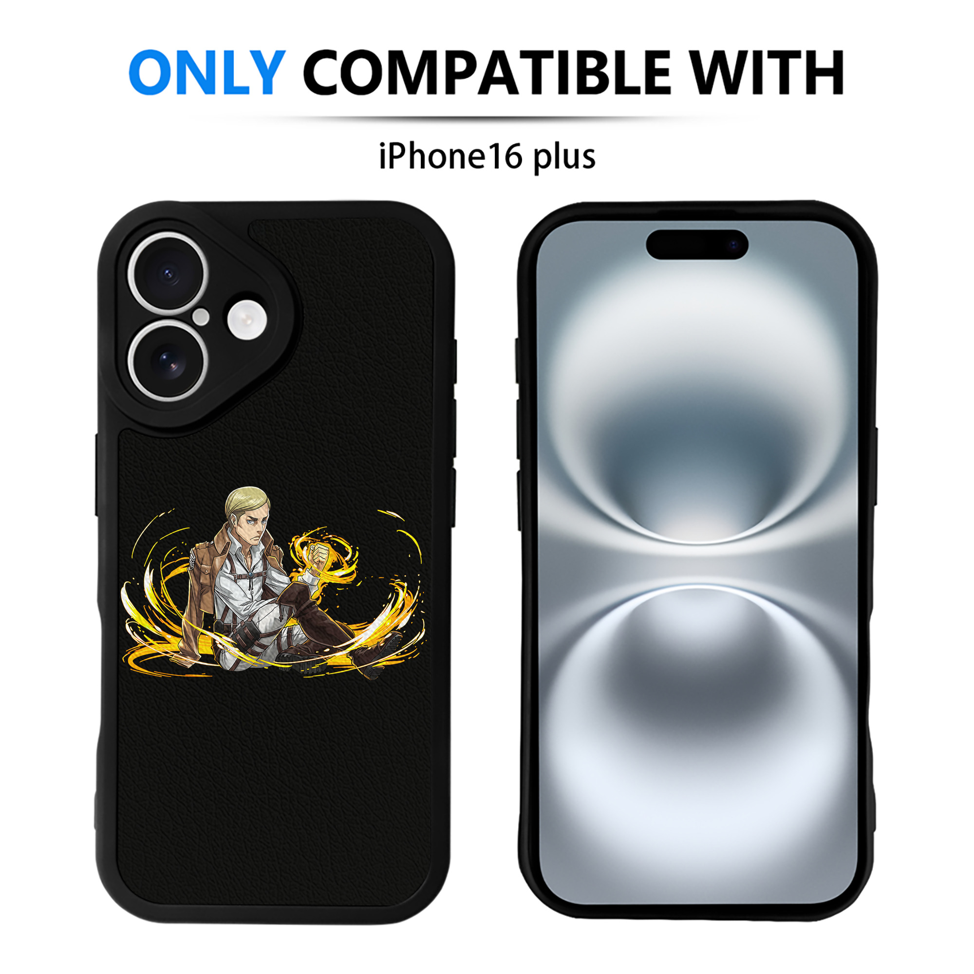 （画像用） 進撃の巨人 エルヴィン・スミス Attack on Titan Erwin Smith 【iPhone 16シリーズ対応】シリコンスマホケース（レザー調） 材質：シリコン